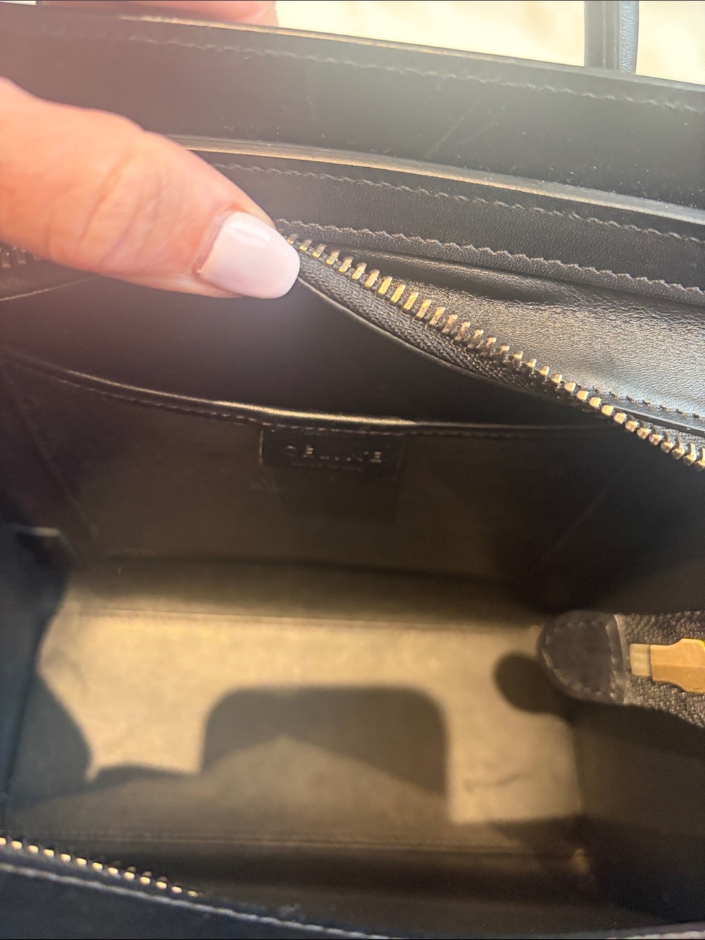 Celine Multicolor Leather Mini Luggage Tote - Black/Ivory/Tan - Picture 7 of 11
